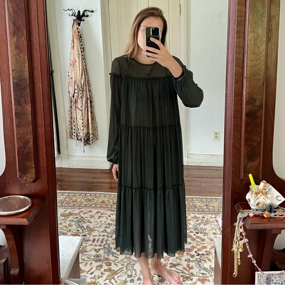 Zara mesh tiered prairie dress